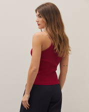 BLUSA COM DECOTE HALTER DE TRICOT - ROSA ESCURO