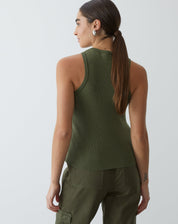 BLUSA COM DECOTE HALTER DE TRICOT - VERDE OLIVA