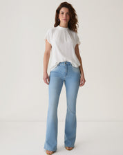 CALÇA JEANS FLARE CINTURA ALTA - AZUL CLARO