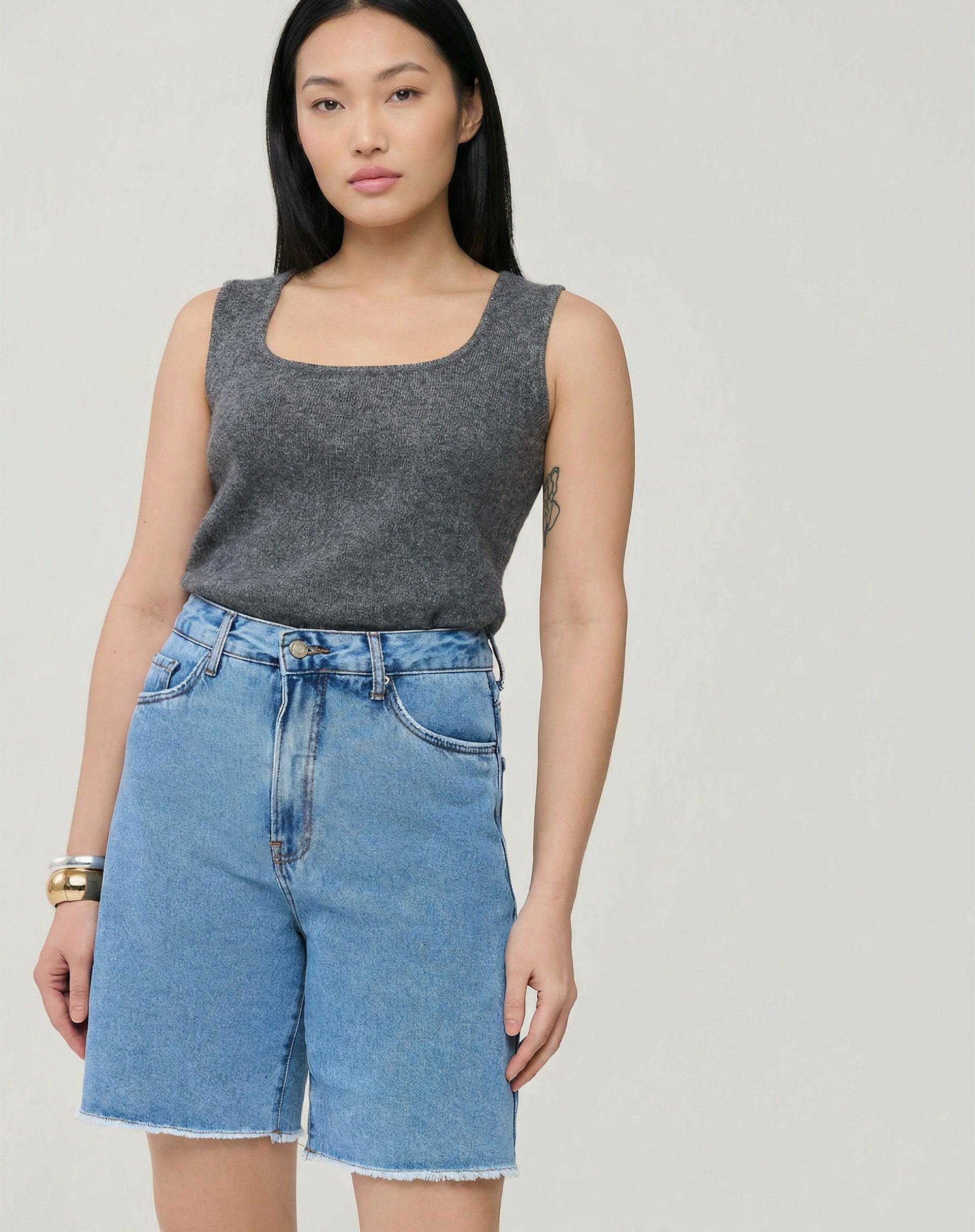 BERMUDA JEANS RE - AZUL MÉDIO
