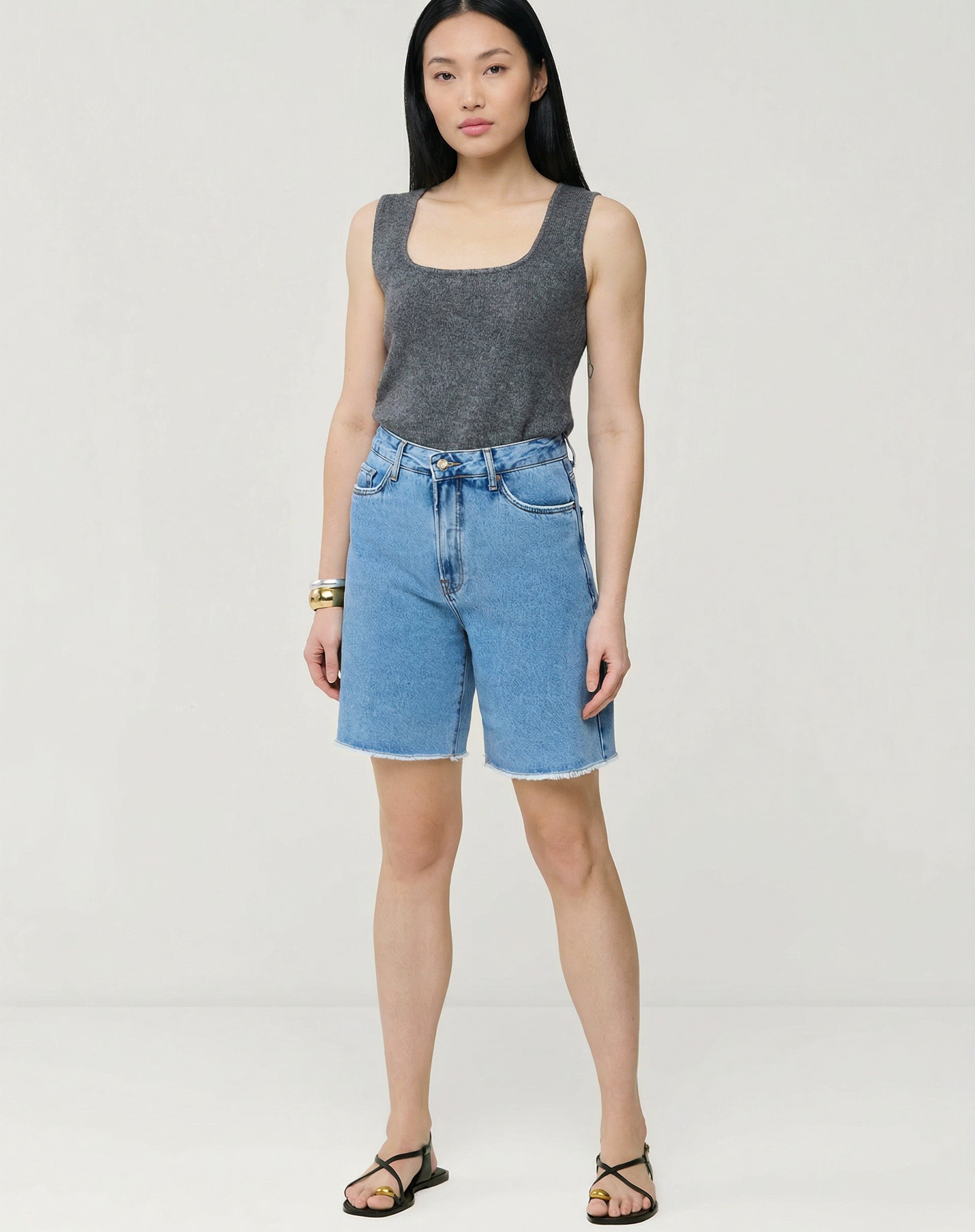 BERMUDA JEANS RE - AZUL MÉDIO