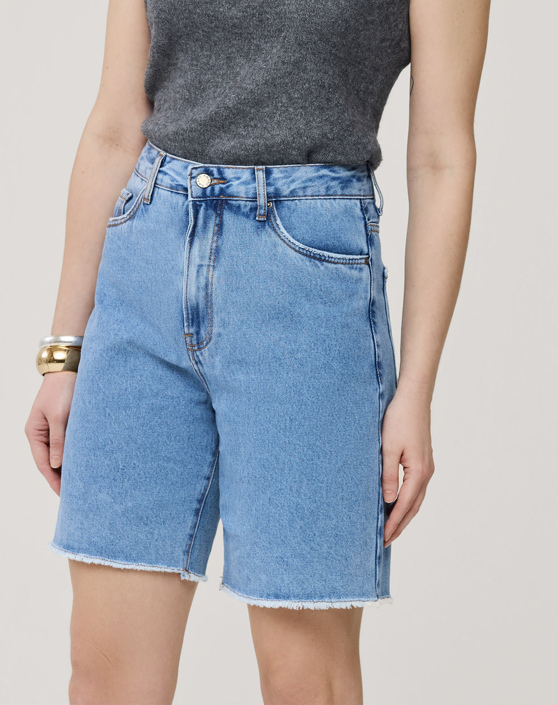 BERMUDA JEANS RE - AZUL MÉDIO