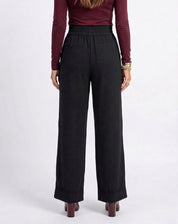Calça Pantalona com Cós de Elástico - Preto