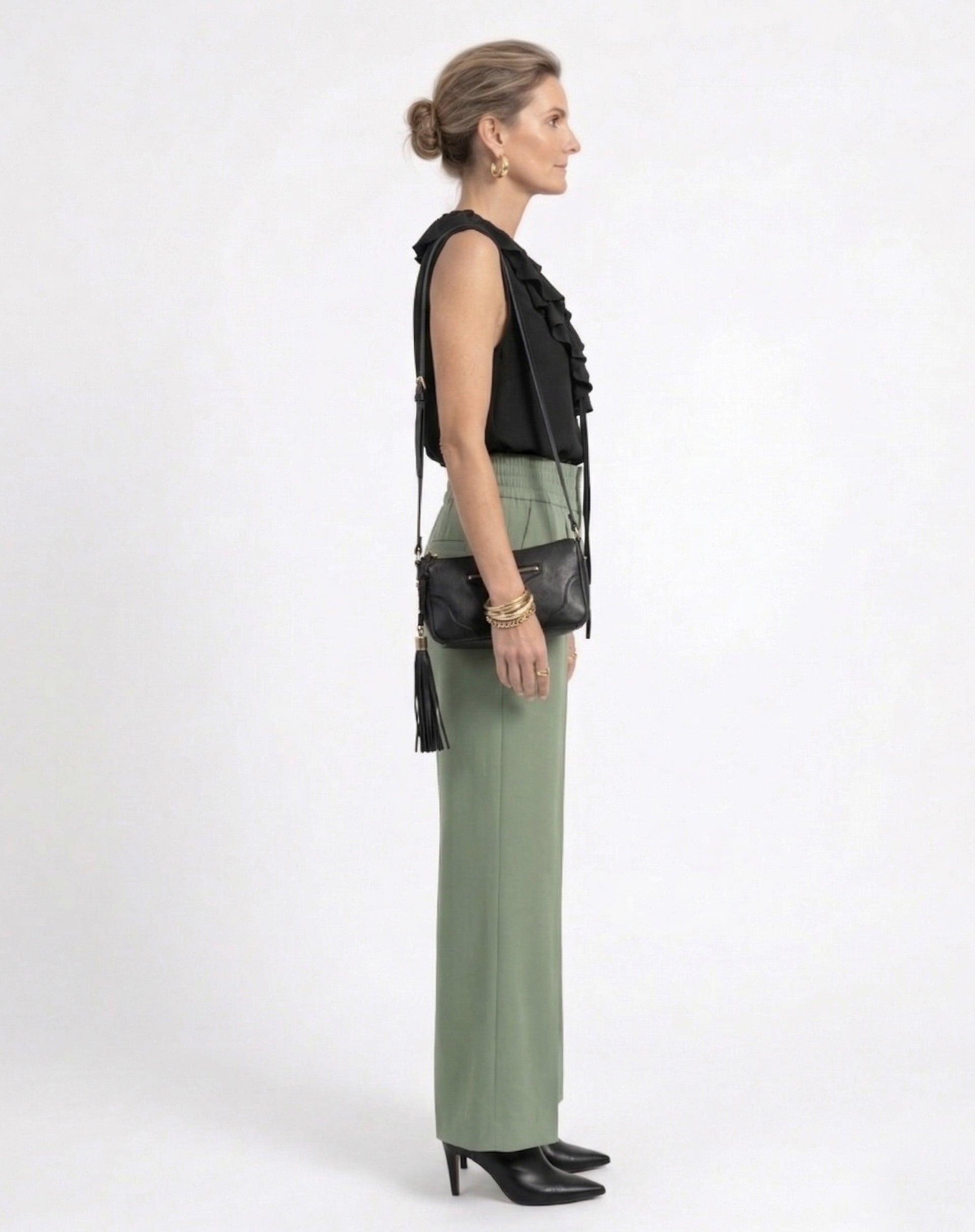 Calça Pantalona com Cós de Elástico - Verde