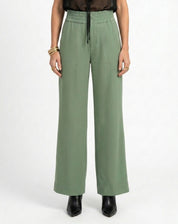 Calça Pantalona com Cós de Elástico - Verde