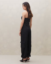 Calça Cargo com Amarração no Tornozelo  - Preto