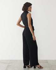 CALÇA VISCOSE CÓS ELÁSTICO COM FRISO - PRETO