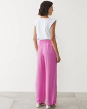 CALÇA VISCOSE CÓS ELÁSTICO COM FRISO - ROSA