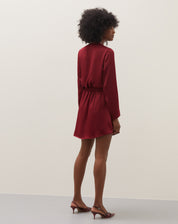 Vestido Curto Transpassado Decote V - Vinho
