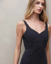 Vestido Decote V Alfaiataria - Preto