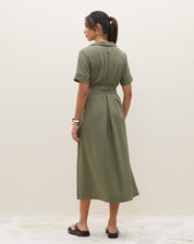 Chemise Midi com Cinto de Amarração - Verde Militar