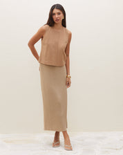 Regata Alças Largas com Recorte - Bege