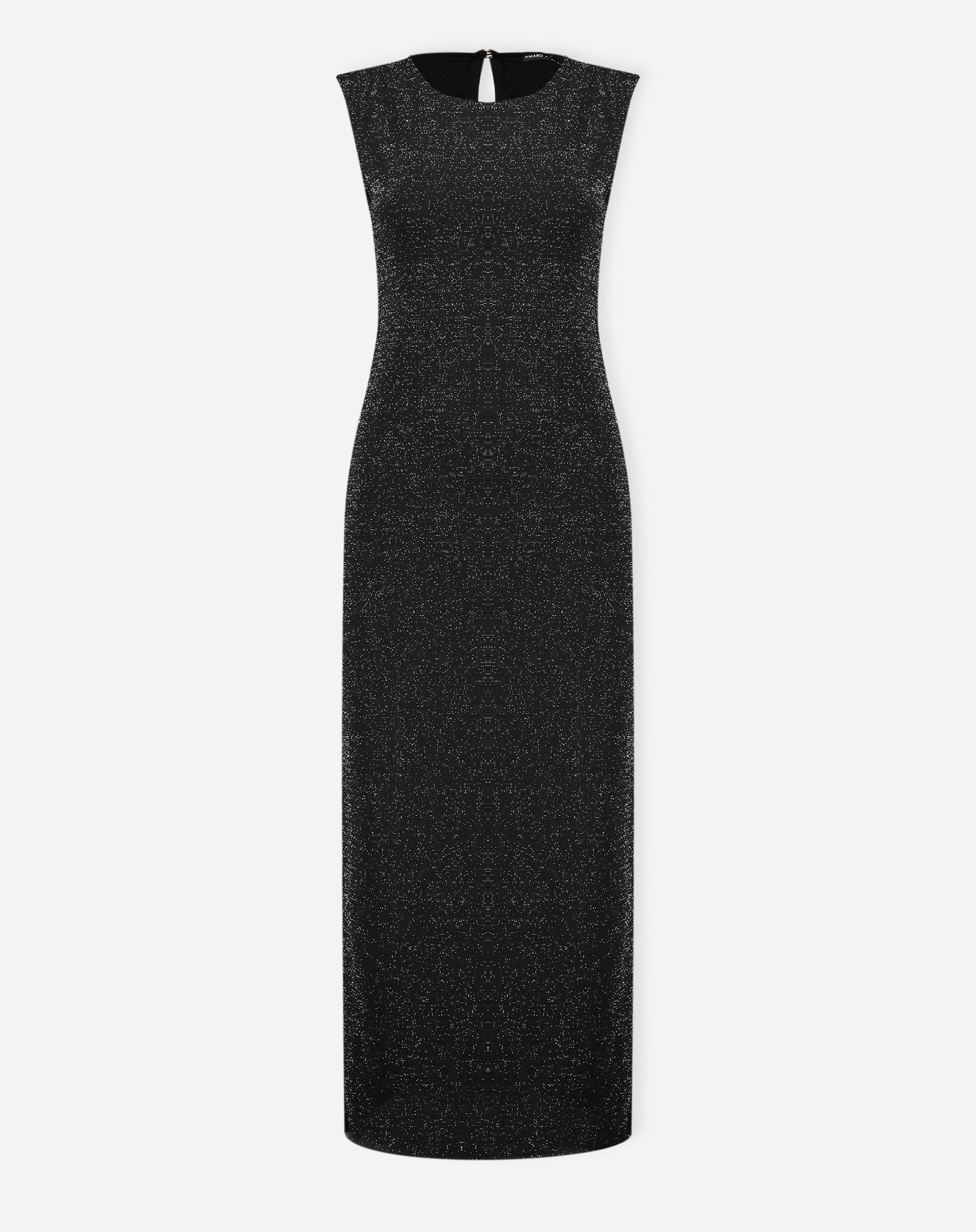 Vestido Midi com Fenda de Malha com Lurex - Preto