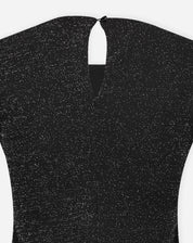 Vestido Midi com Fenda de Malha com Lurex - Preto