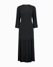 Vestido Longo com Recortes de Malha - Preto