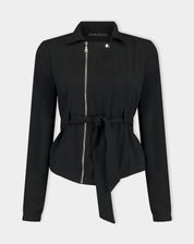 JAQUETA COM AMARRAÇÃO DE ALFAIATARIA - PRETO