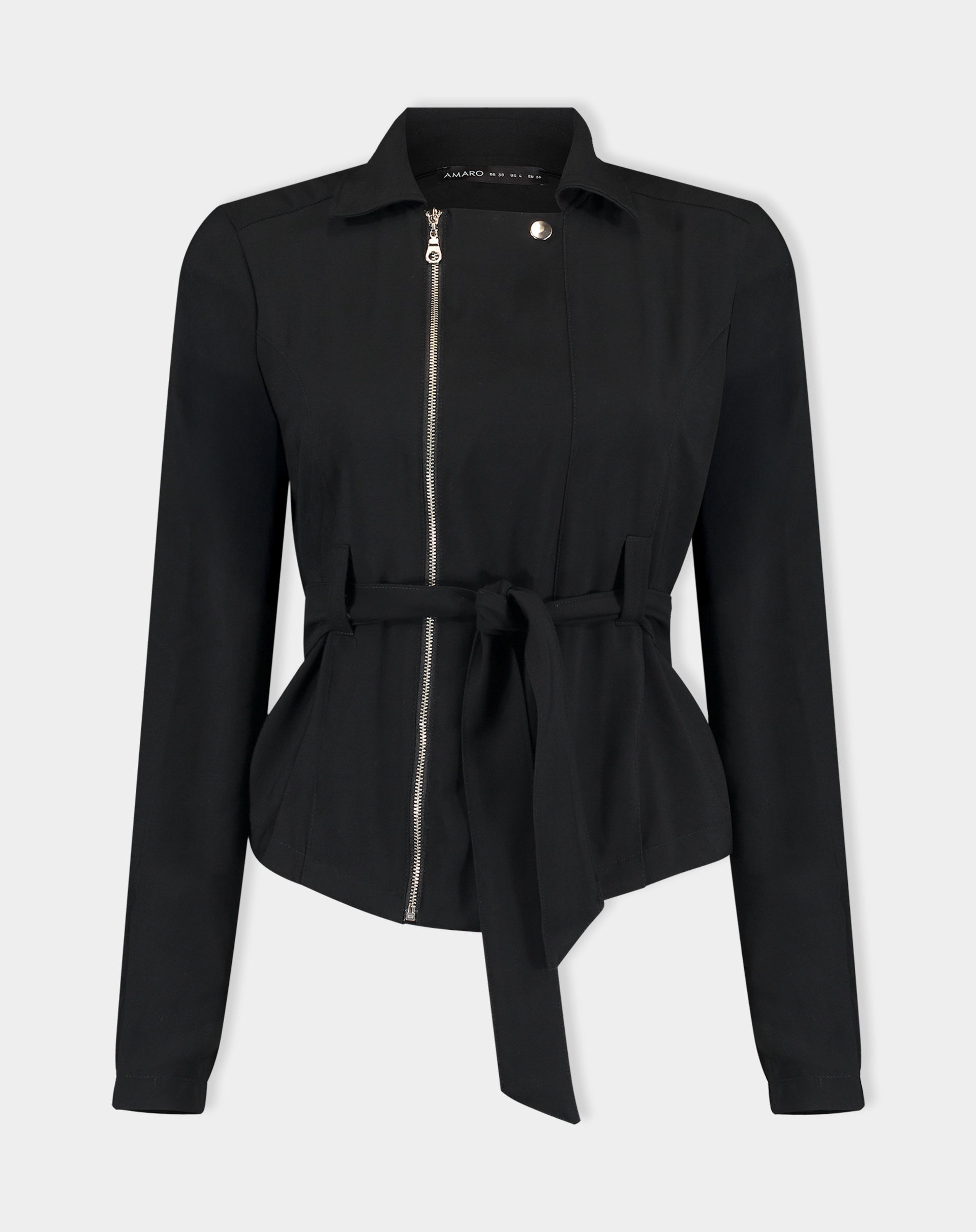 JAQUETA COM AMARRAÇÃO DE ALFAIATARIA - PRETO