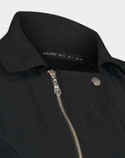 JAQUETA COM AMARRAÇÃO DE ALFAIATARIA - PRETO