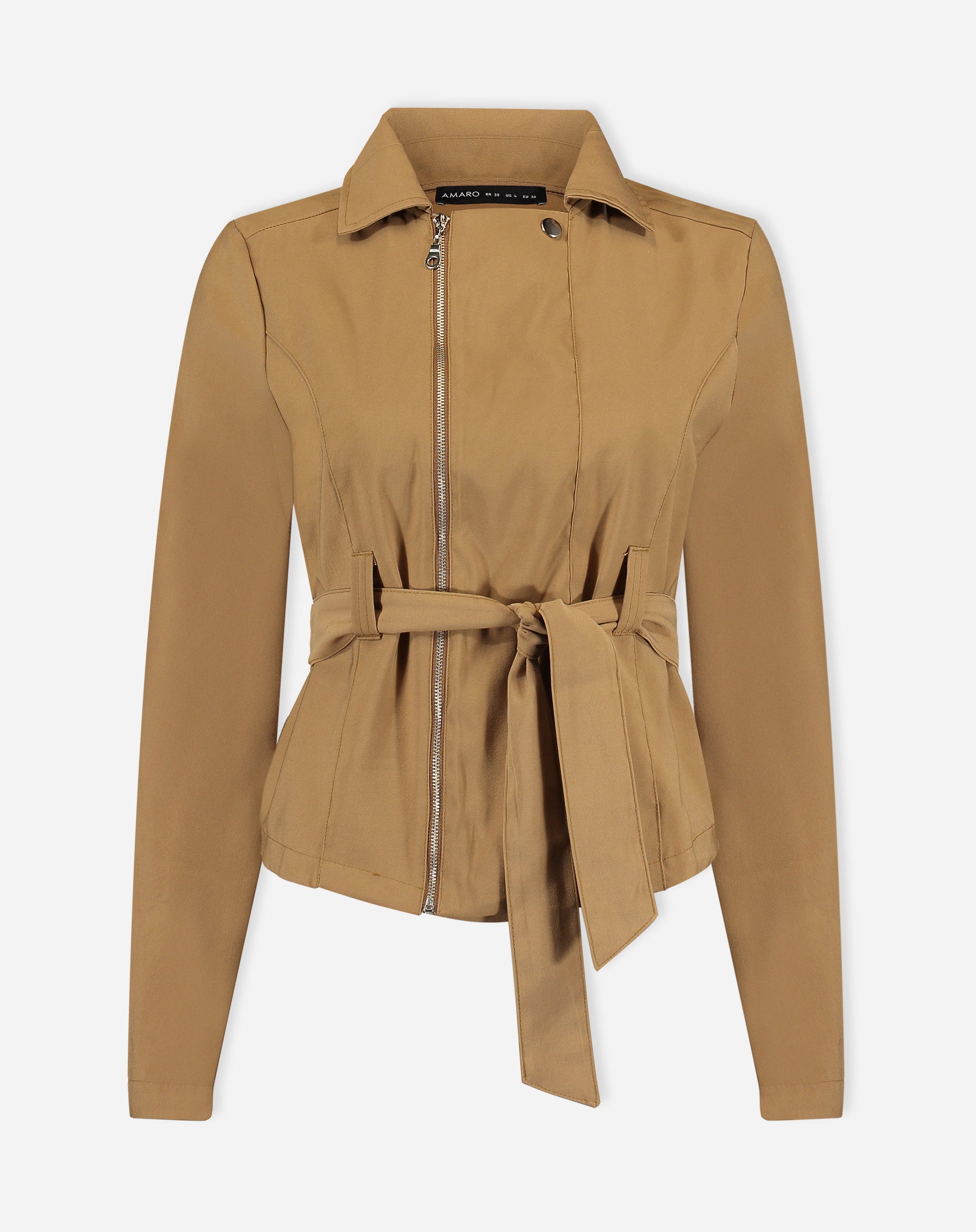 JAQUETA COM AMARRAÇÃO DE ALFAIATARIA - MARROM