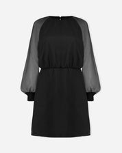 VESTIDO CURTO MANGA LONGA BUFANTE - PRETO