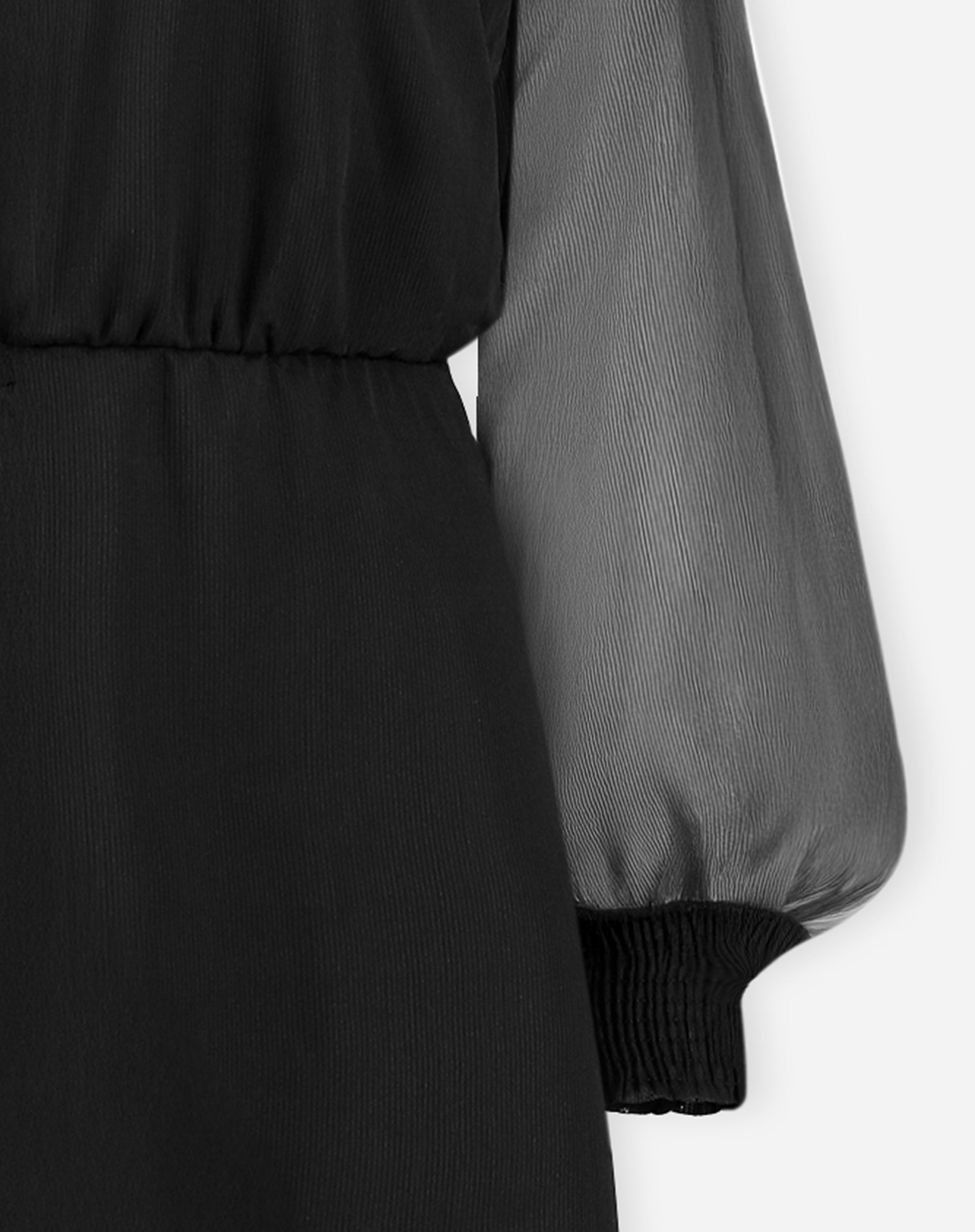 VESTIDO CURTO MANGA LONGA BUFANTE - PRETO