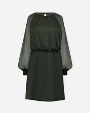 VESTIDO CURTO MANGA LONGA BUFANTE - VERDE