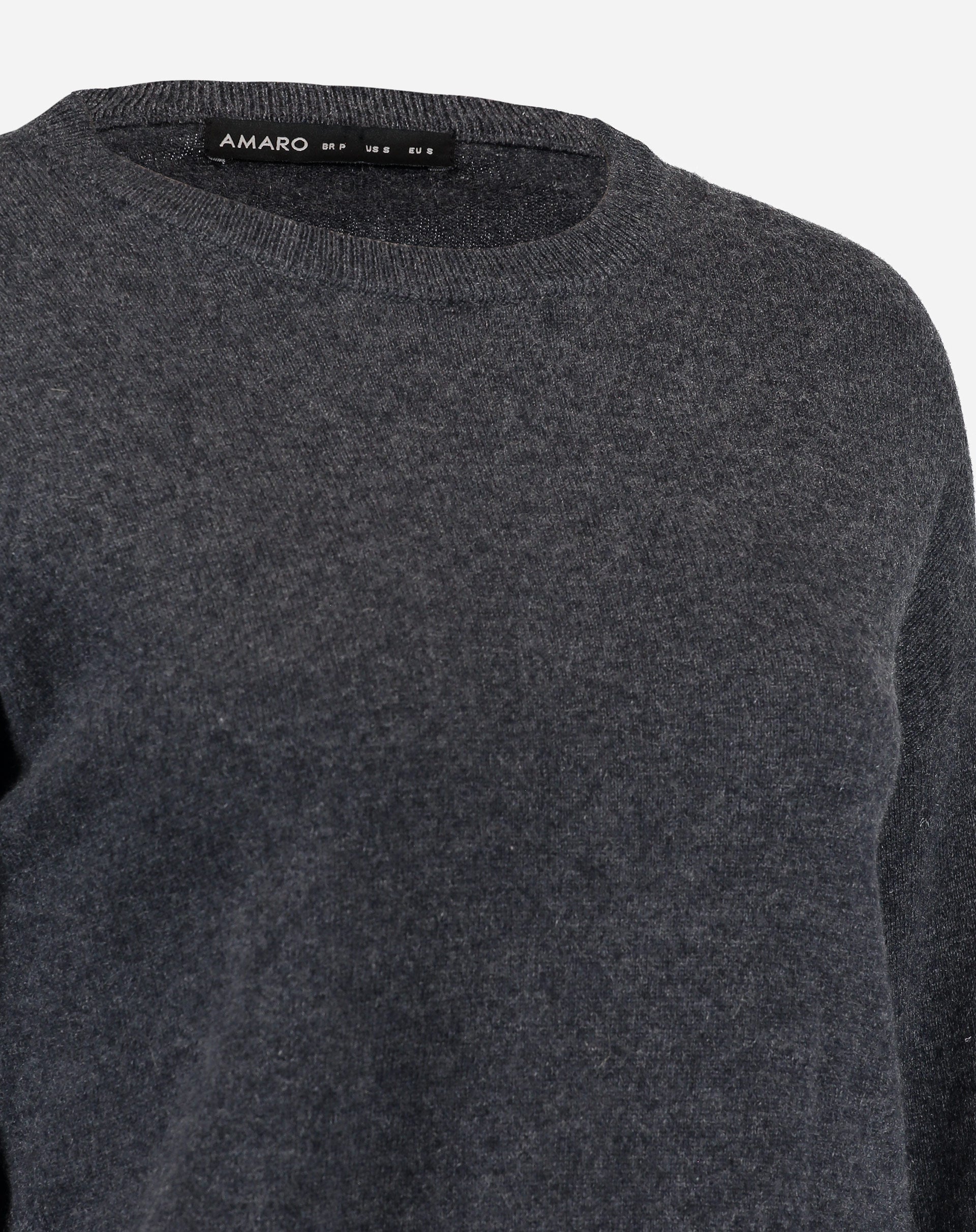 SUÉTER CASHMERE DELUXE GOLA CARECA - CINZA MESCLA ESCURO