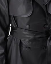 TRENCH COAT COM CINTO PU - PRETO