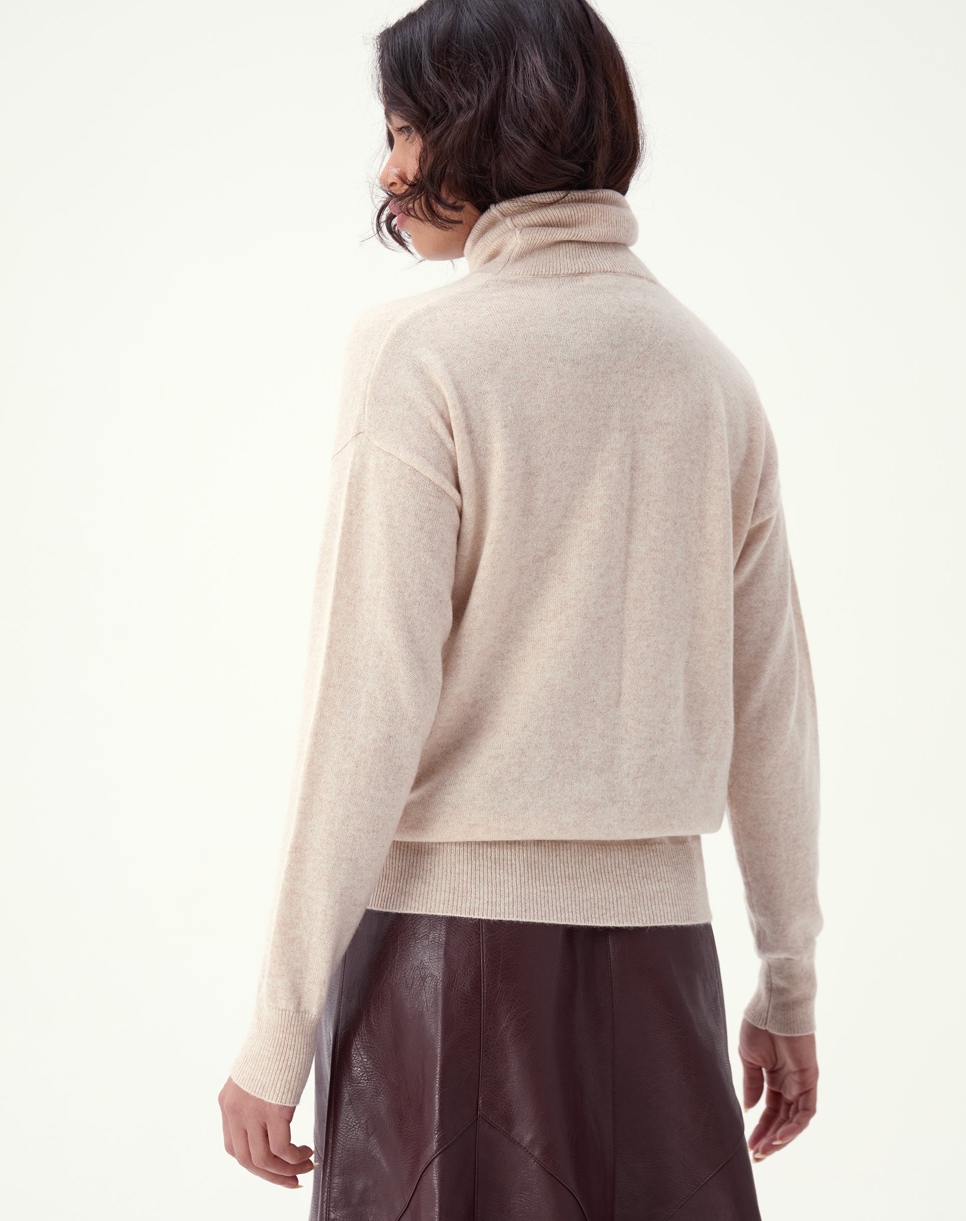 SUÉTER CASHMERE DELUXE GOLA ALTA  - AREIA