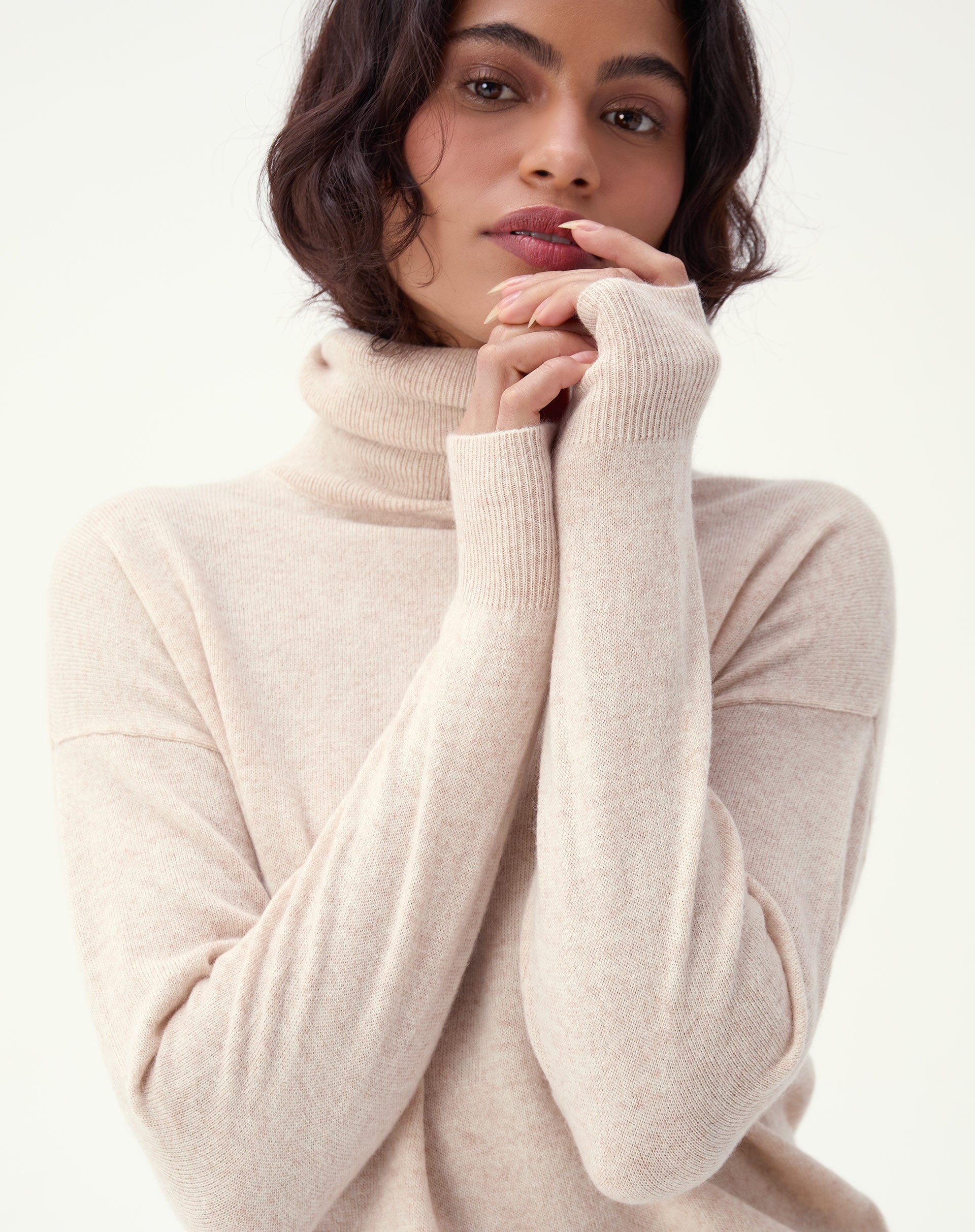 SUÉTER CASHMERE DELUXE GOLA ALTA  - AREIA