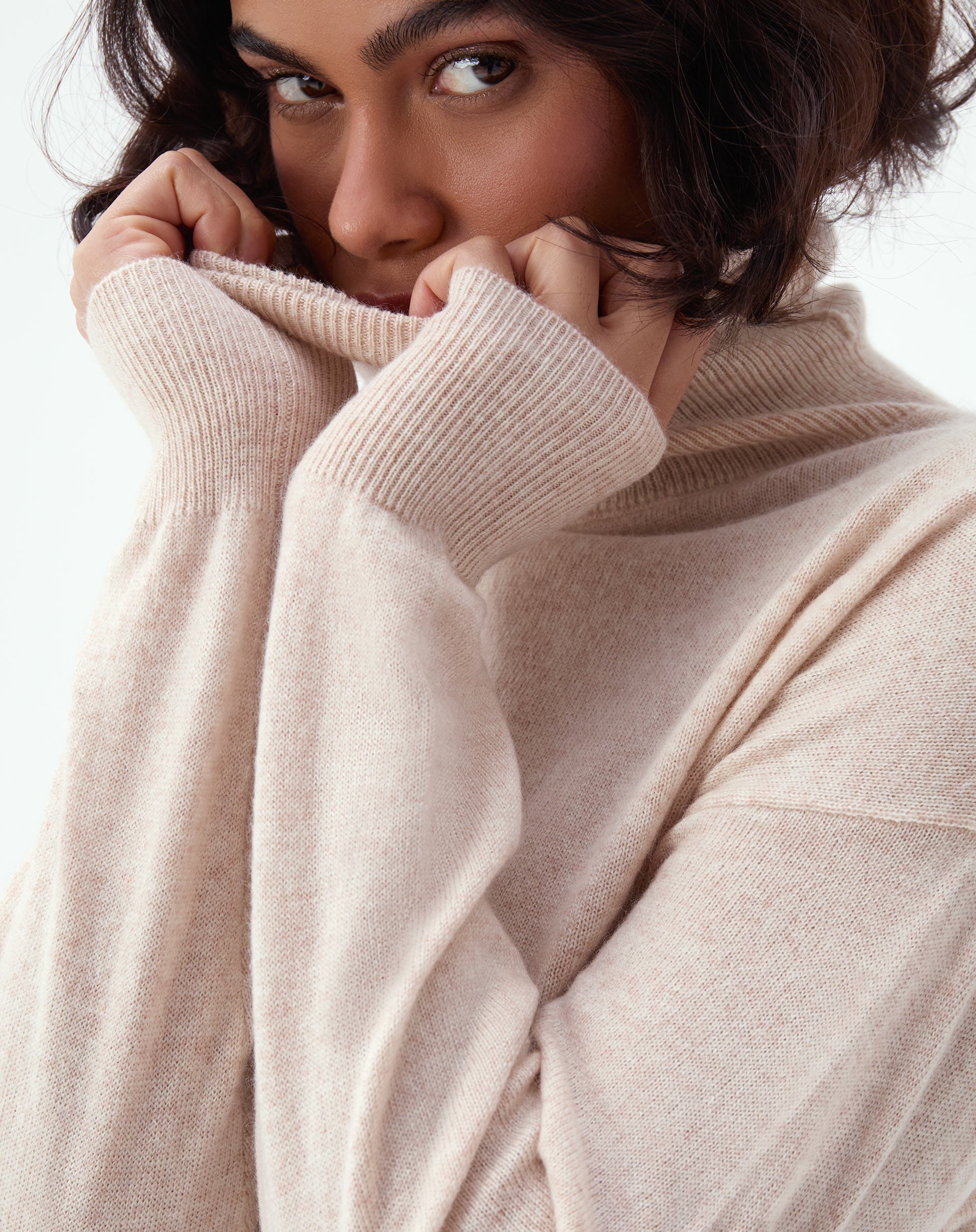 SUÉTER CASHMERE DELUXE GOLA ALTA  - AREIA