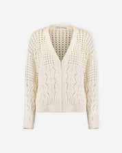 CARDIGAN TRICOT PONTO DIFERENCIADO - BEGE