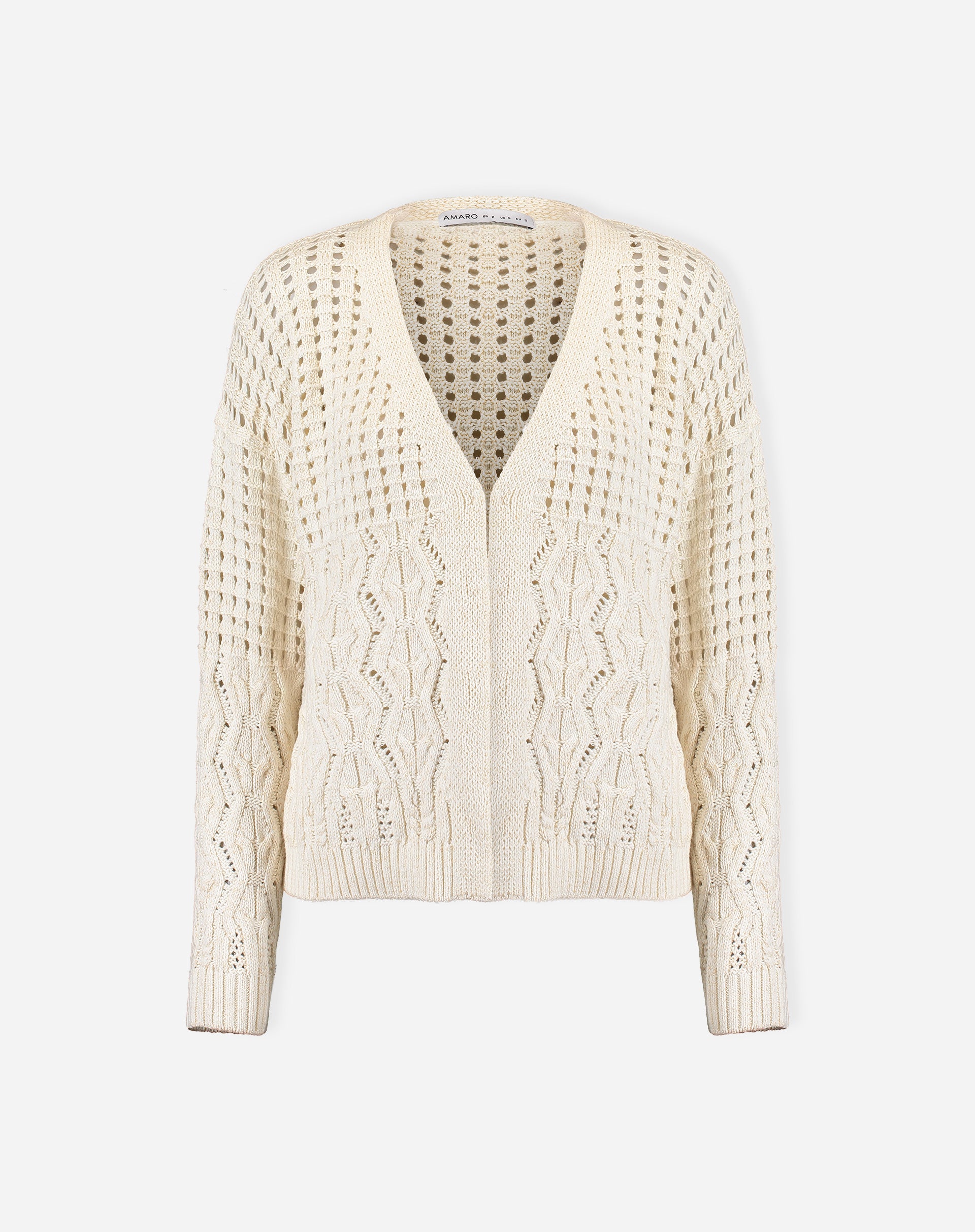 CARDIGAN TRICOT PONTO DIFERENCIADO - BEGE