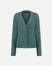 CARDIGAN TRICOT PONTO DIFERENCIADO - VERDE