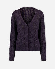 CARDIGAN TRICOT PONTO DIFERENCIADO - ROXO