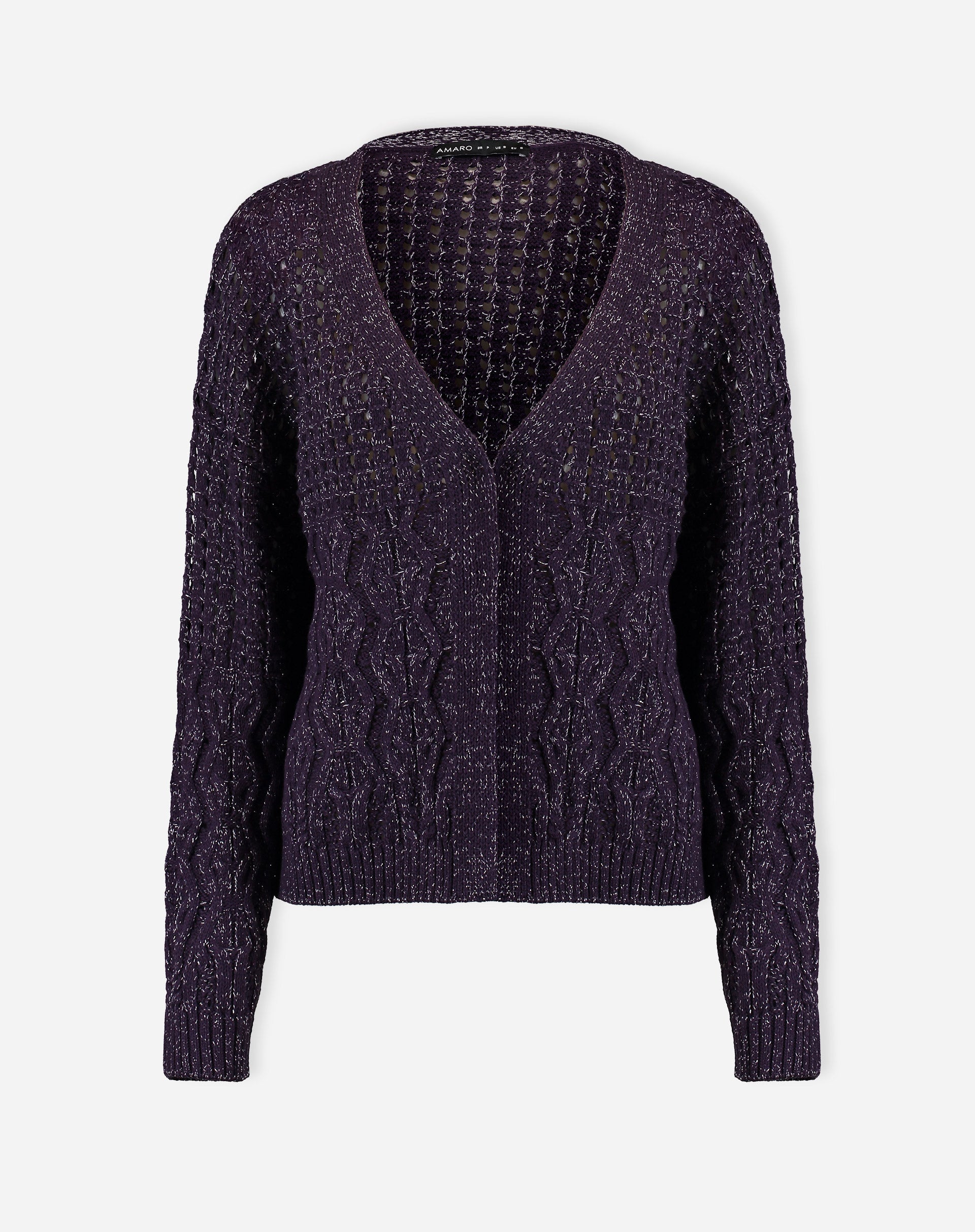CARDIGAN TRICOT PONTO DIFERENCIADO - ROXO