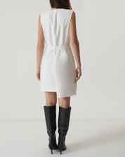 VESTIDO DECOTE V DE ALFAIATARIA - OFF-WHITE