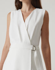 VESTIDO DECOTE V DE ALFAIATARIA - OFF-WHITE