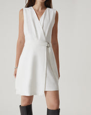 VESTIDO DECOTE V DE ALFAIATARIA - OFF-WHITE