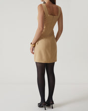 VESTIDO CURTO ACINTURADO ALFAIATARIA - AREIA