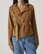 JAQUETA COM AMARRAÇÃO DE ALFAIATARIA - MARROM