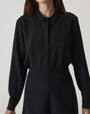 CAMISA MANGA LONGA BARRA ARREDONDADA - PRETO