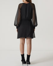 VESTIDO CURTO MANGA LONGA BUFANTE - PRETO