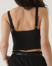 BLUSA COM ALÇAS DE ALFAIATARIA - PRETO