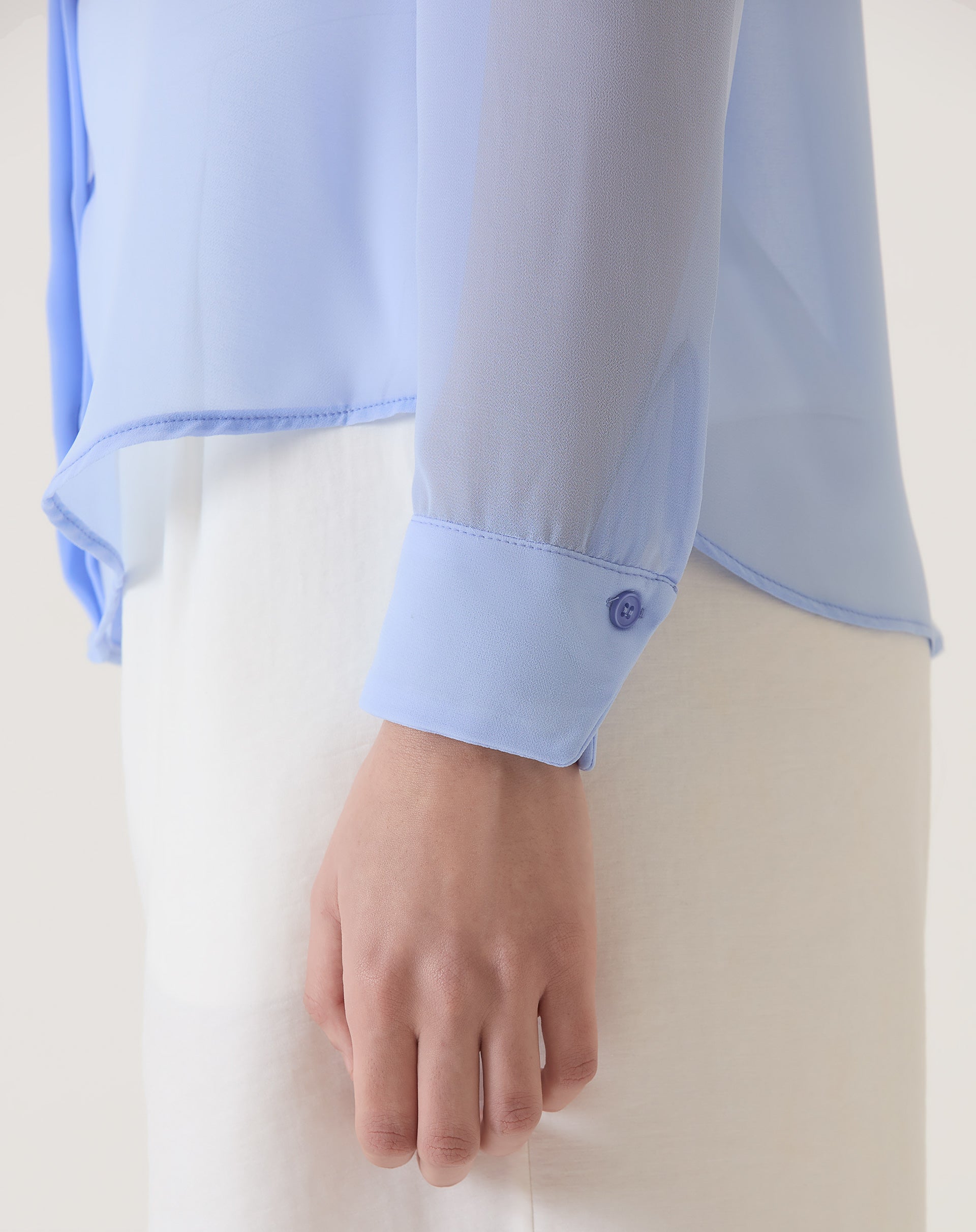 CAMISA MANGA LONGA COM TRANSPARÊNCIA - AZUL