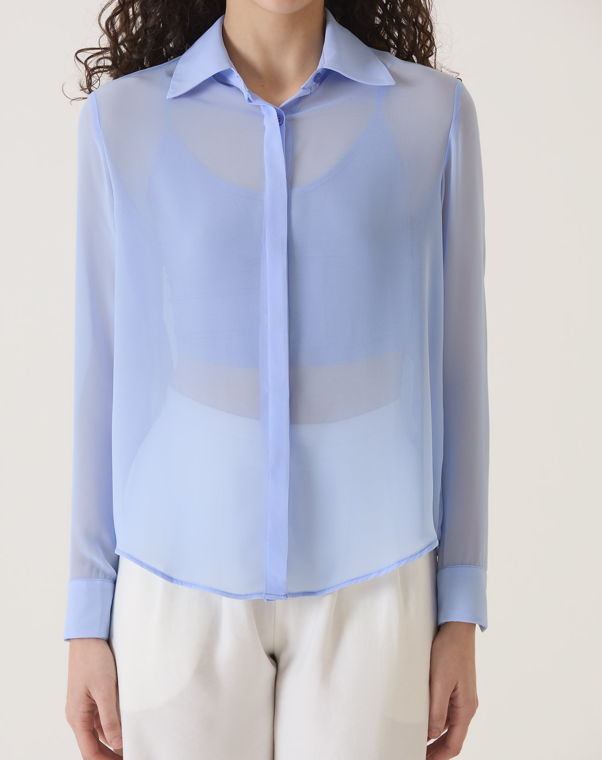 CAMISA MANGA LONGA COM TRANSPARÊNCIA - AZUL