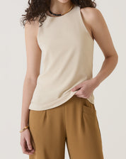 BLUSA SEM MANGAS DE CREPE - AREIA