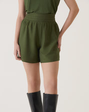 Shorts Cintura Alta Cós Lastex - Verde Militar