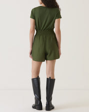 Shorts Cintura Alta Cós Lastex - Verde Militar