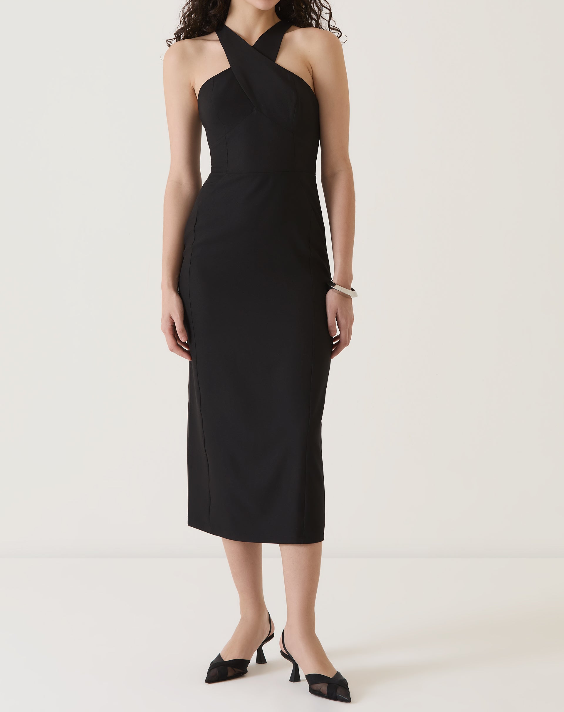 VESTIDO ALÇAS TRANSPASSADAS DE ALFAIATARIA - PRETO